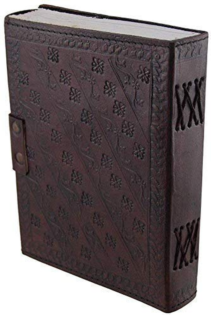 OVERDOSE LJ BROWN with Stone Leather Journal - Handmade Office Bound for Men & Women | Sketchbook| Notebook Diary - 5 X 7 Inches | 12 X 17 Cm | A6