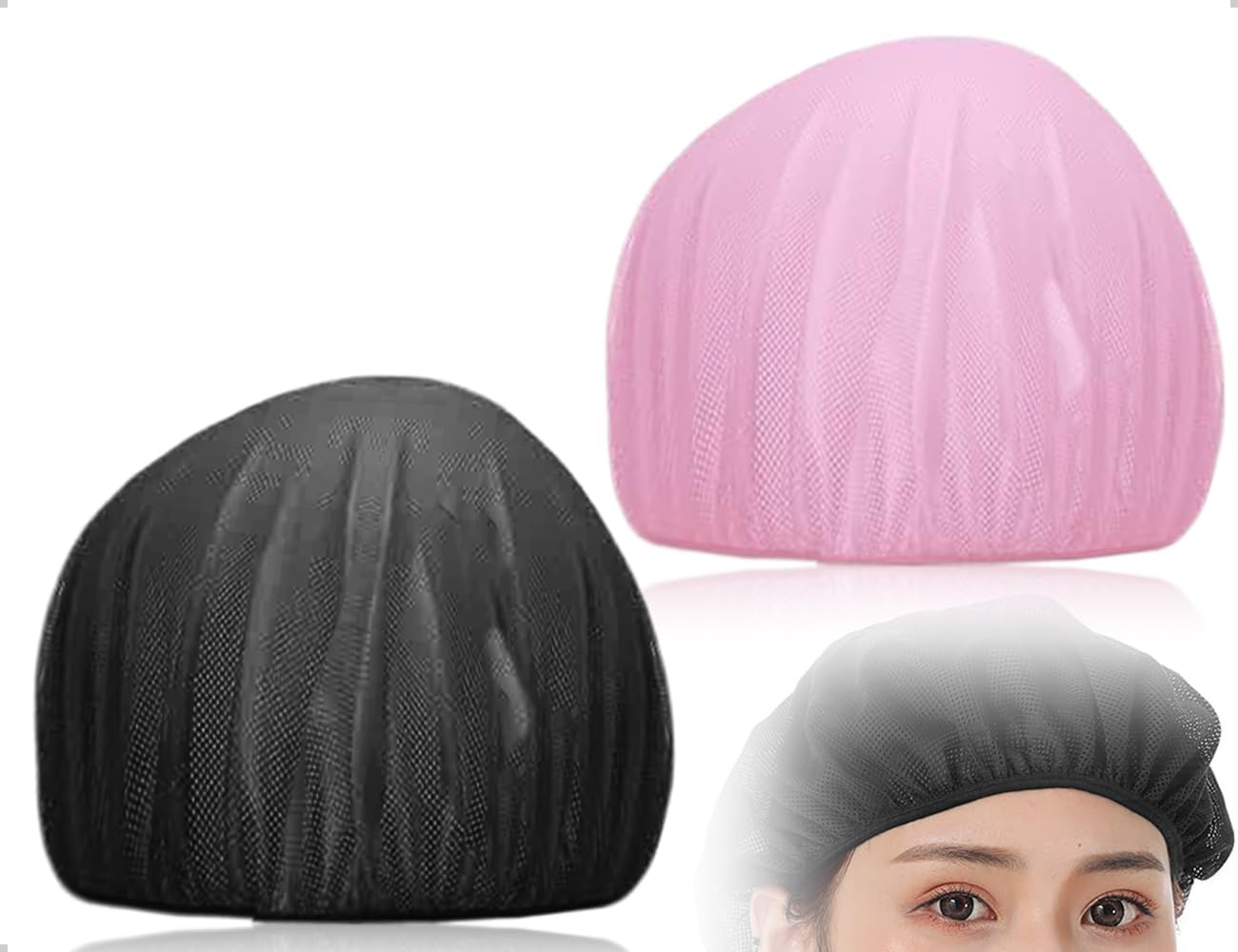 AOYEGIC Pack of 2 Hair Nets, Breathable Drying Caps, Adjustable Hair Nets, Mesh Night Sleeping Cap, Used for Boys Girls, Home, Work (Pink and Black) image number 5