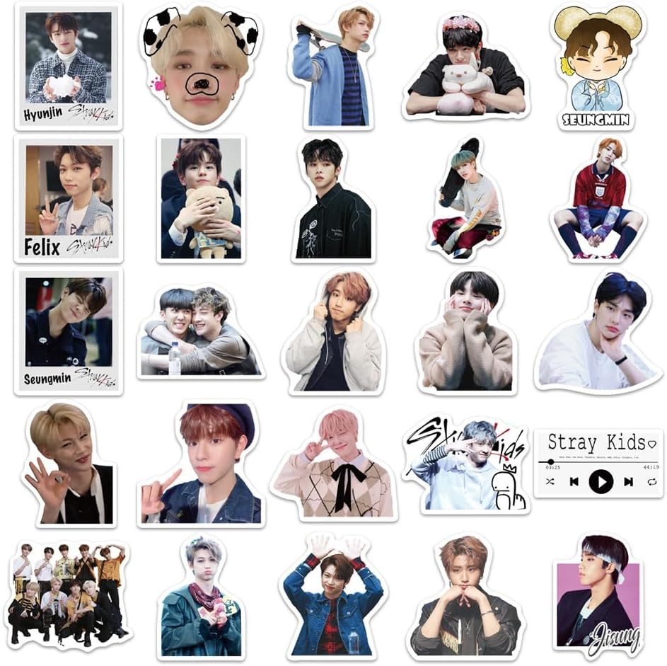50Pcs Stray Kids Pack 1 Korean Singer Idol Stickers Vinly Decal Suitcases Skateboard Cars Luggage Helmets Ipads Boats Surfboards for Kids Teens image number 1