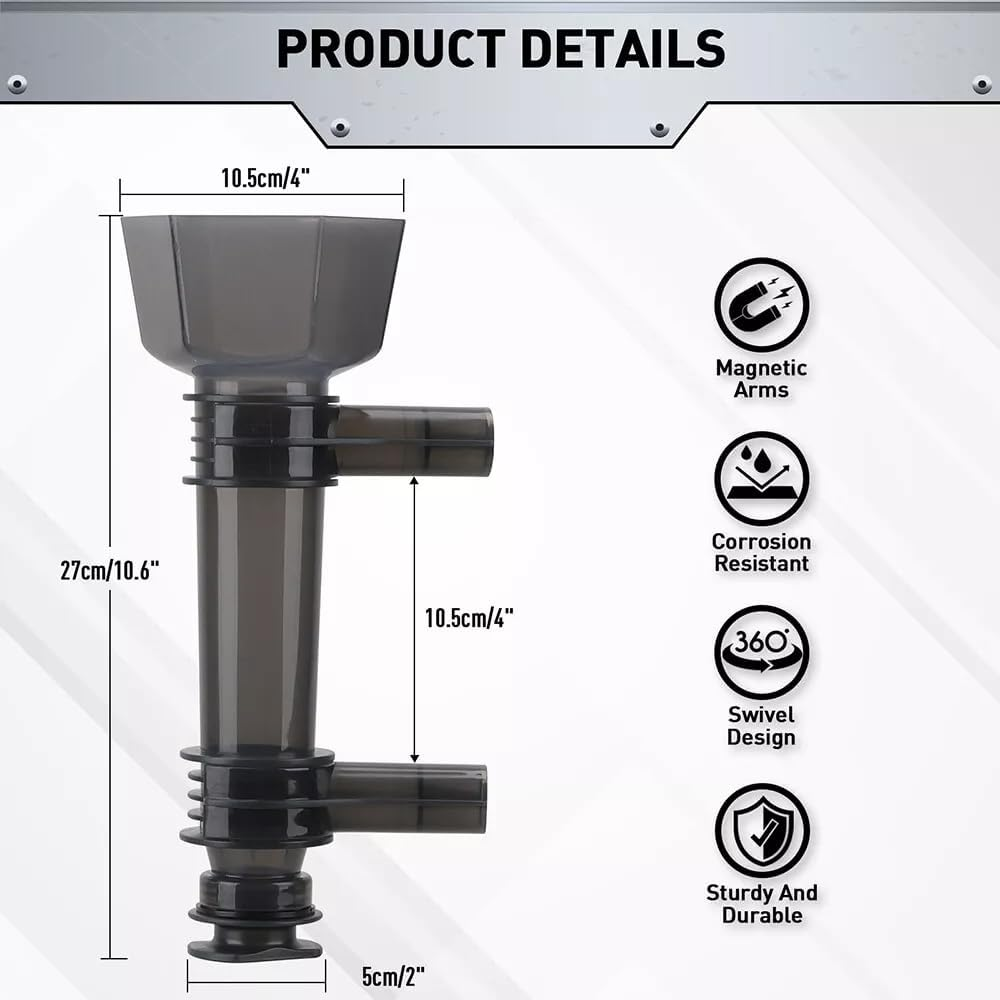 HORUSDY Magnetic Funnel Holder - Dual Arm Design for Easy Oil Filling, Corrosion Resistant, 360&deg; Swivel, Sturdy & Durable for Garage and Workshop Use