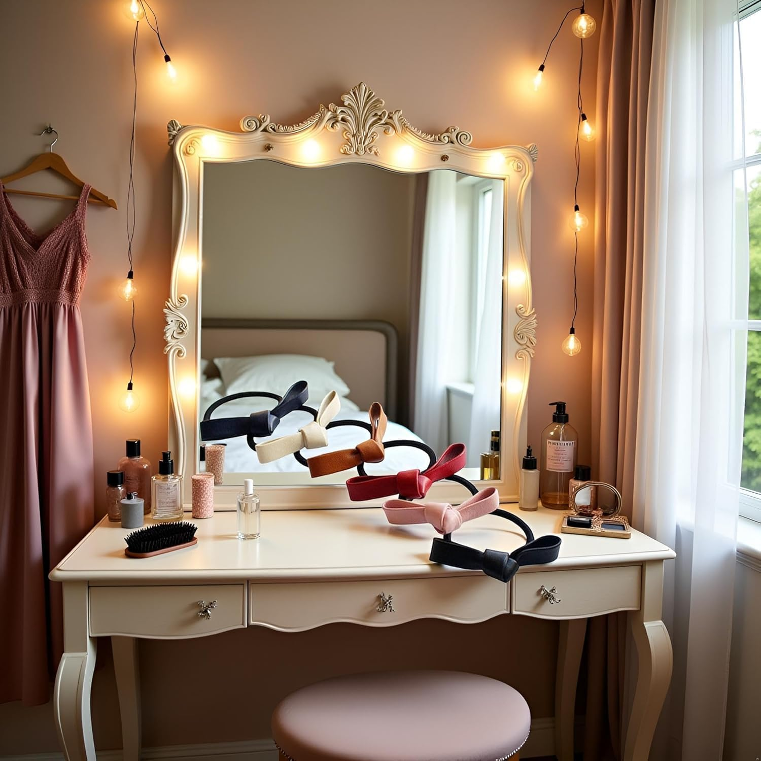 6 Pieces Small Knotted Hair Ties PU Leather Elastic Hair Bands Simple Hair Ropes Ponytail Holders Hair Ties Hair Accessories image number 5