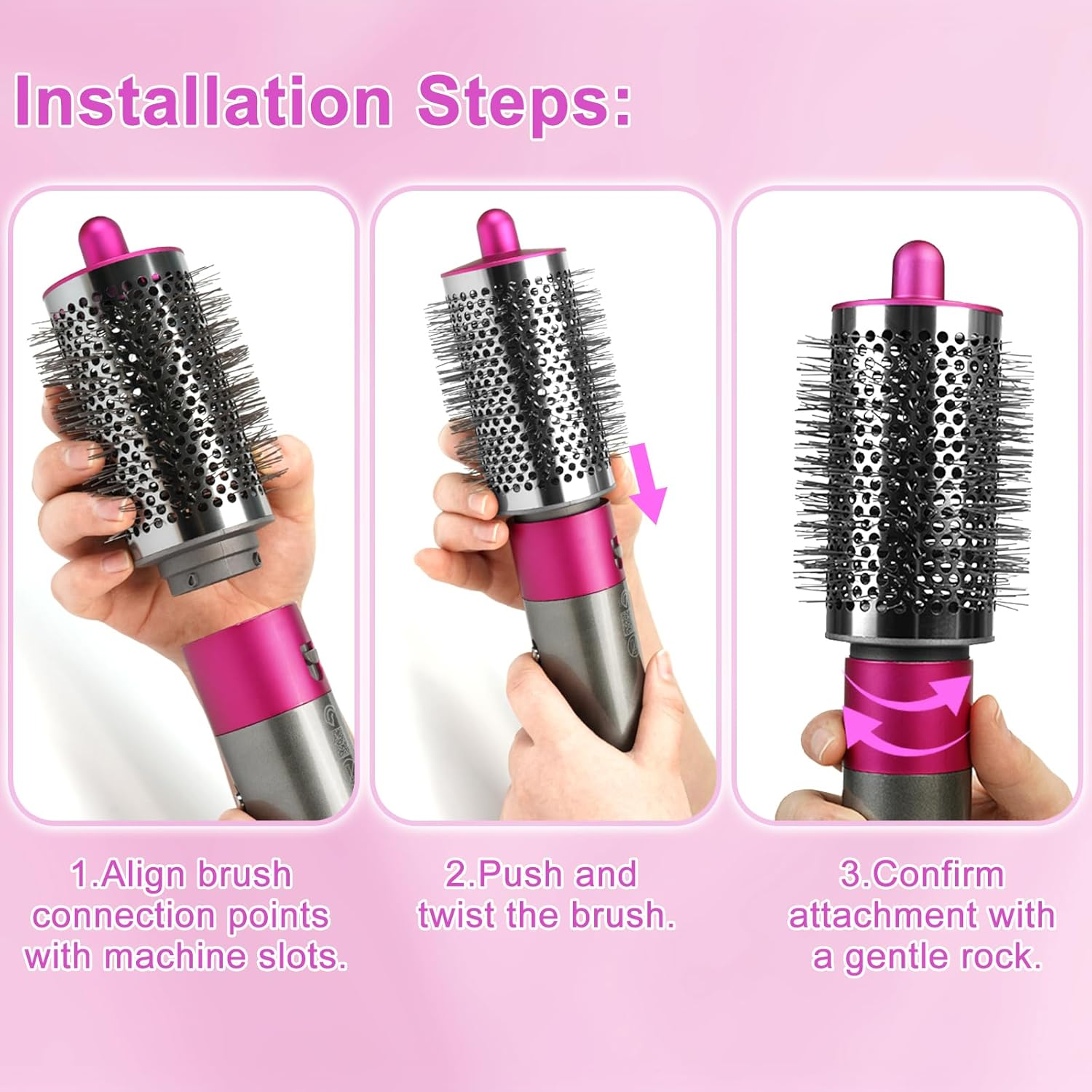 ZEPHBLOW Large round Volumizing Brush for Dyson Airwrap, Large round Brush Attachment Compatible with Dyson Airwrap HS01/HS05 Ideal for Styling Long Hair(Rose) image number 4