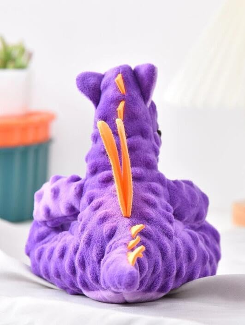 Dog Plush Toy for Puppy, Indestructible Tuffy Dog Squeaky Toys, Funny Stuffed Animals Toys with Cotton Material, Durable Chewing Toys (Dragon, Purple)