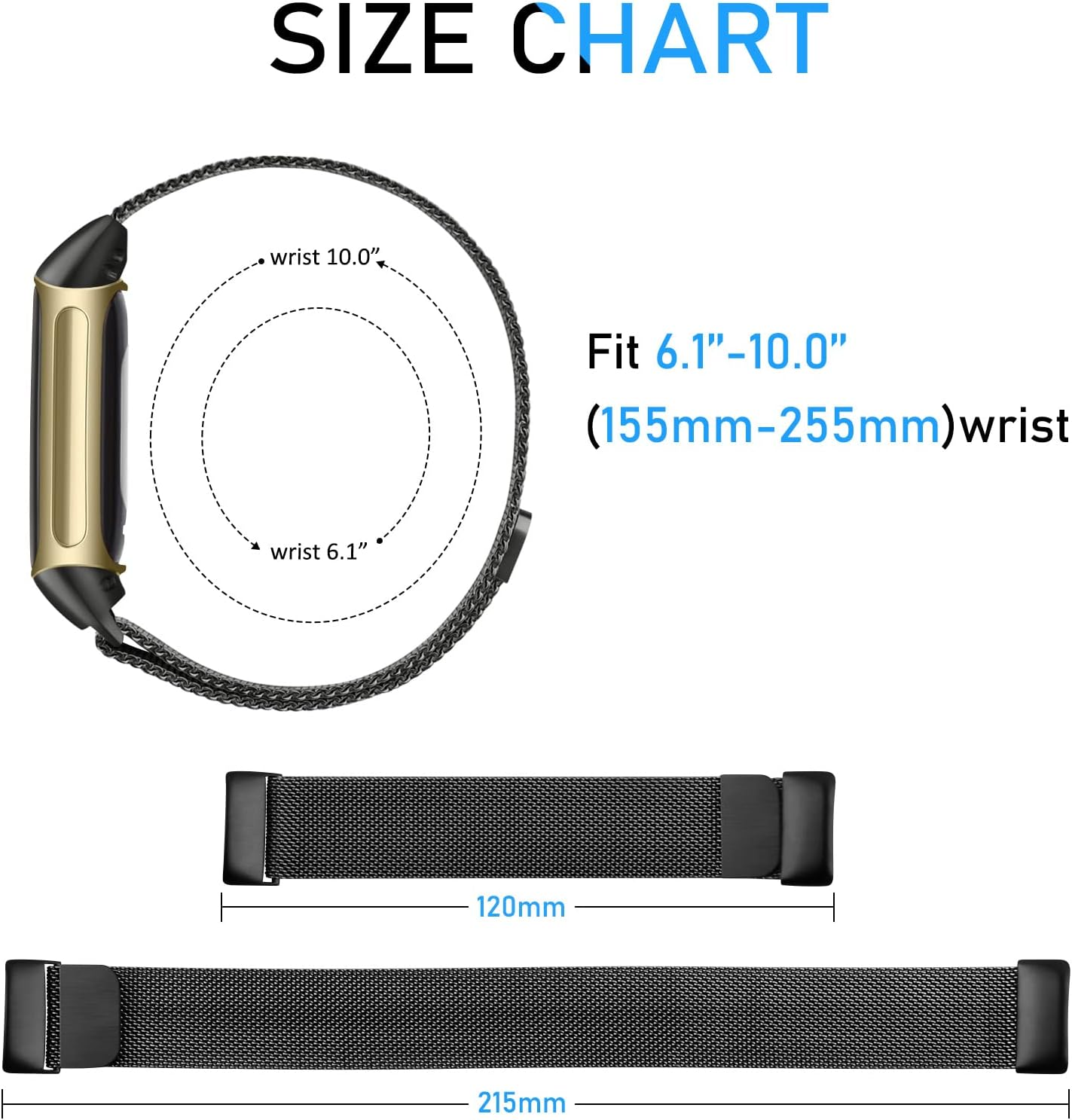 Metal Stainless Steel Bands for Fitbit Charge 6 Band Women Men, Magnetic Milanese Mesh Comfortable Replacement Wristbands Strap for Fitbit Charge 6 Advanced Fitness Tracker image number 3