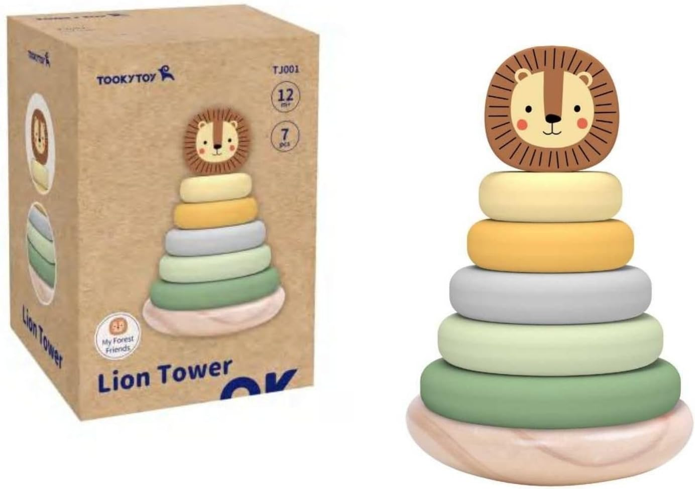 Tooky Toy TK998 My Forest Friends Lion Stacking Tower: Stacking Wobbe Roly Poly Toy for Kids image number 3