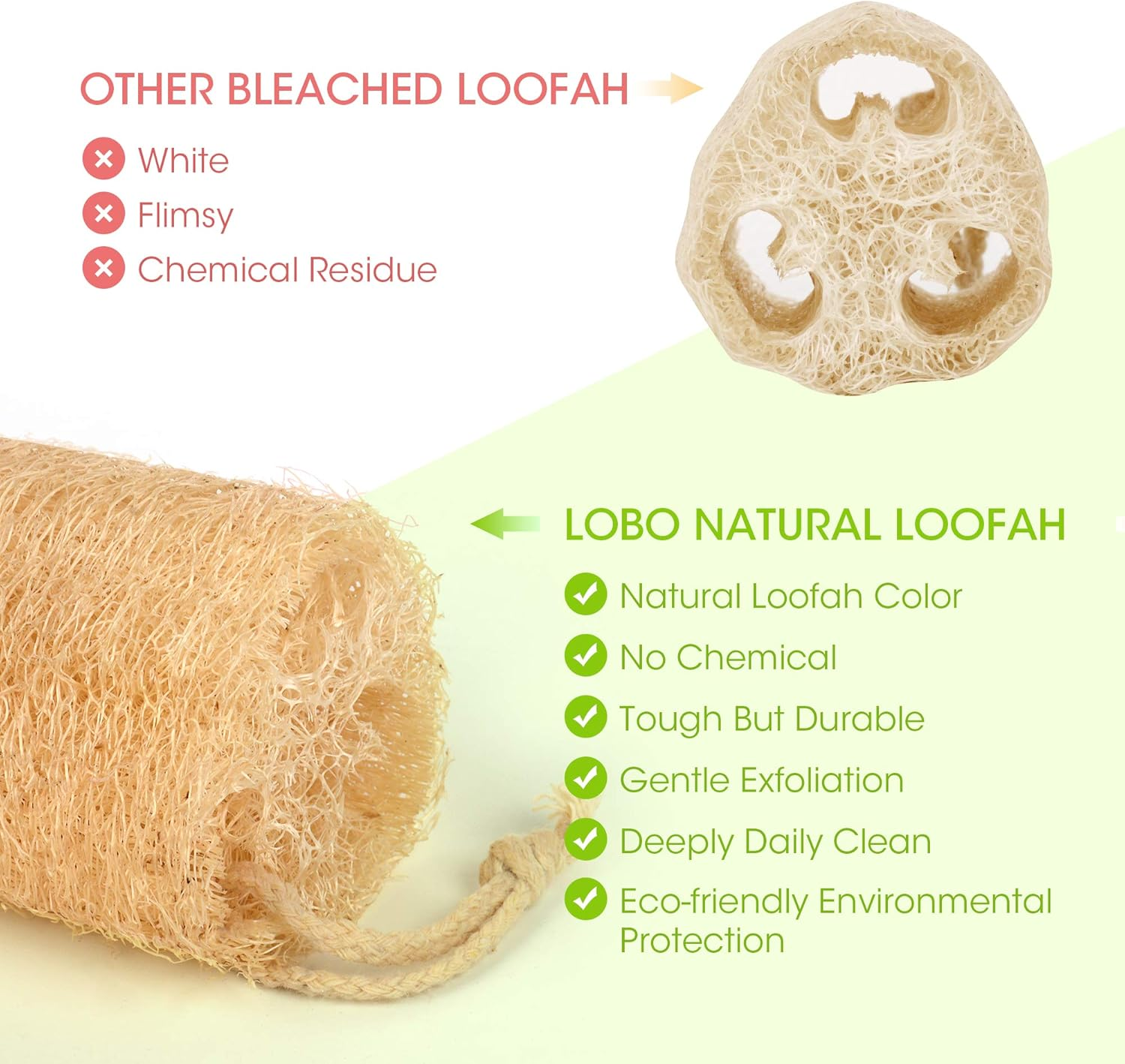 LOBO Natural Shower Loofah Sponges Large Whole Organic Luffa Exfoliating Sponge for Daily Bath Loofa Scrubbers Sponges SPA Beauty - 4 PCS image number 3