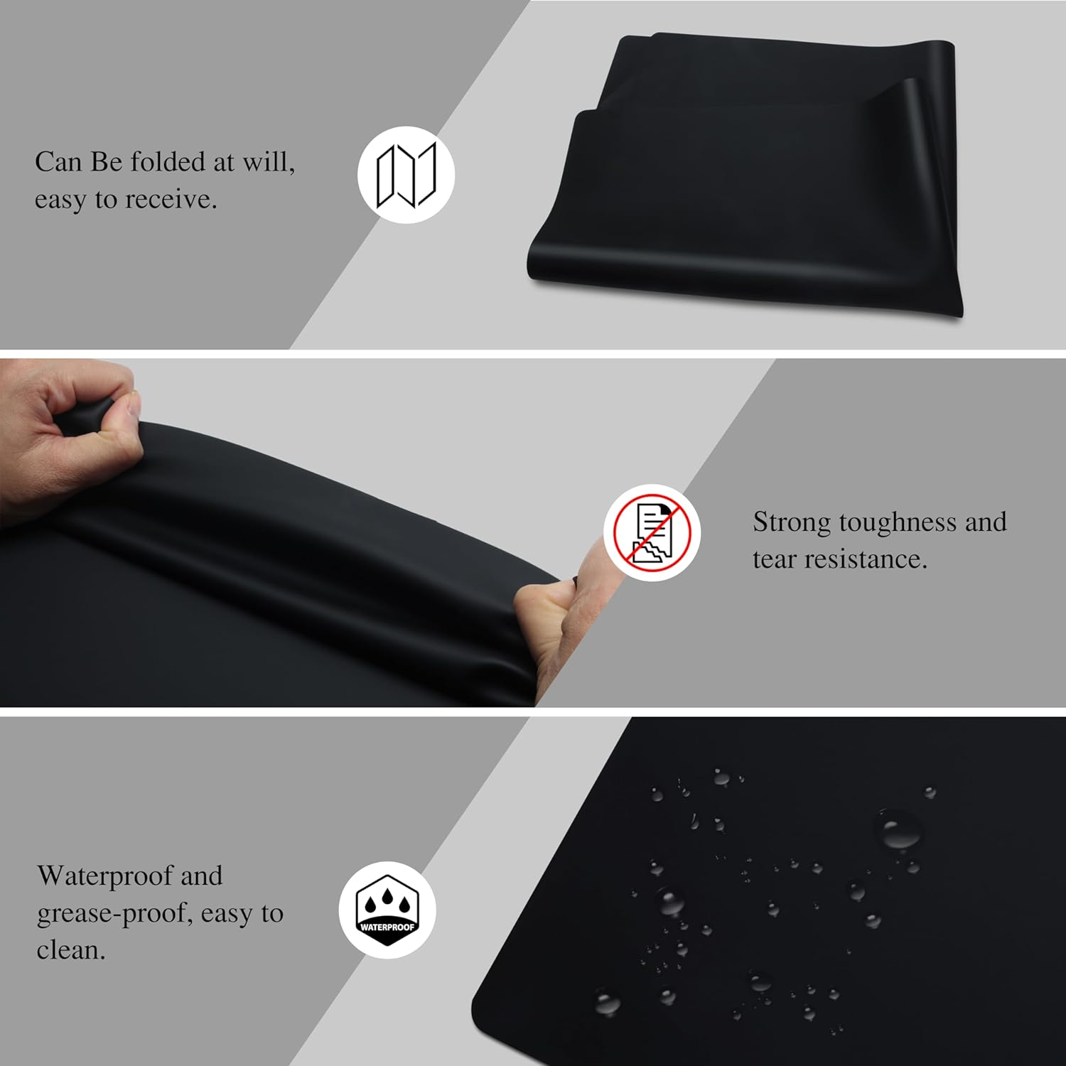 Large Silicone Mats, 2Pcs 65 X 45Cm Black Silicone Craft Mat, Silicone Mats for Kitchen Counter, Paiting, Jewelry,Heat Resistant image number 4