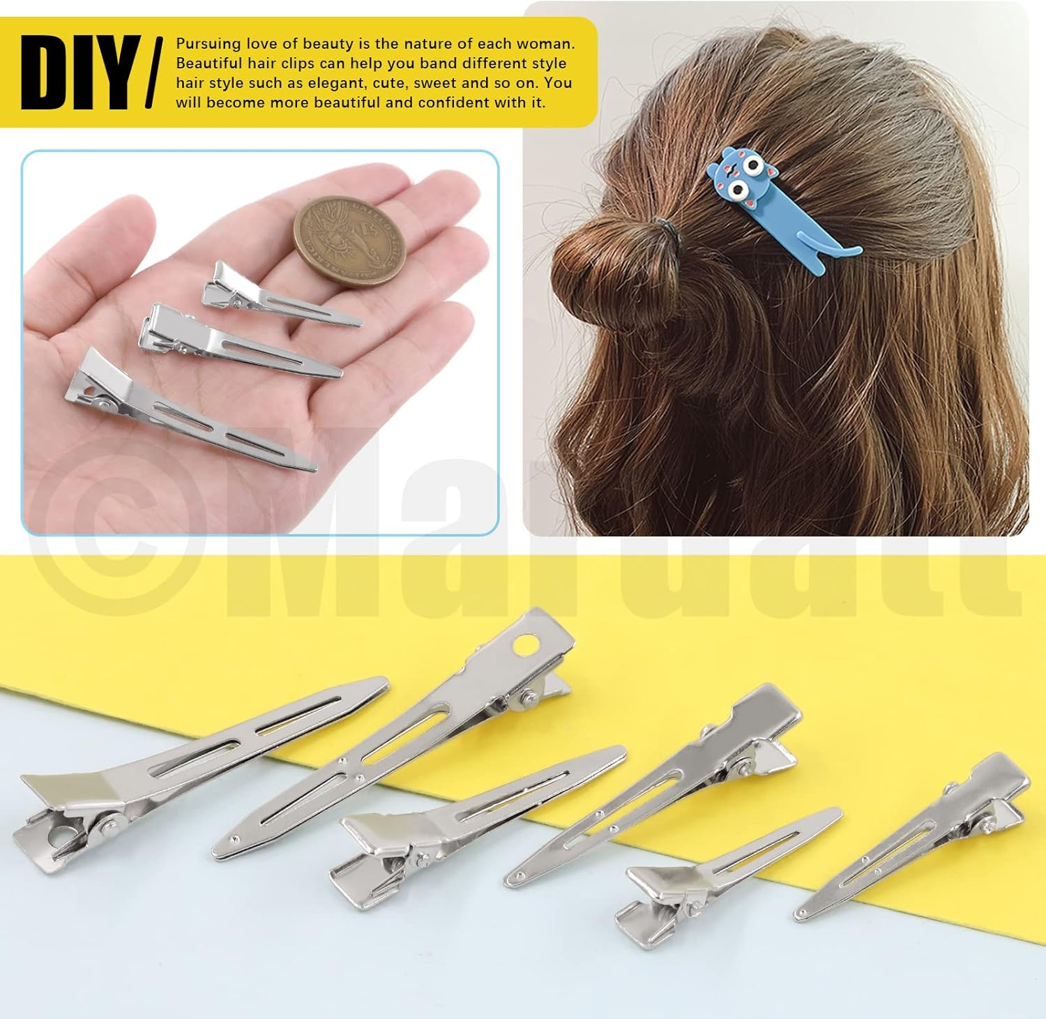 120 Pcs Alligator Hair Clips Assortment 1.3"/1.7"/2.3" Metal Single Prong Pin Curl Clip Hairdressing Barrettes Hairpin for Hair Salon, Thick Hair Roller, Styling Sectioning, Hair Bows (Silver) image number 4