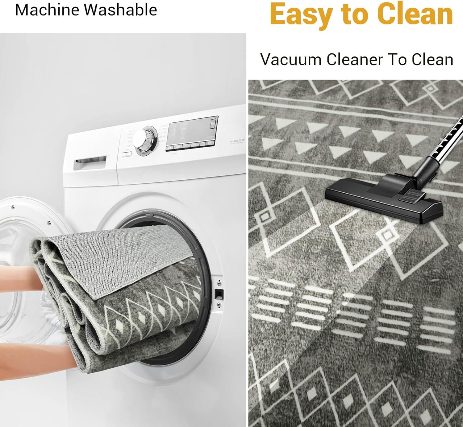 DAWNTREES Runner Rug (60X210Cm) Hallway Runner Rug Washable Kitchen Runner Rugs with Rubber Backing,Extra Long & Wide Rugs for Entryway Indoor, Kitchen, Laundry, Bedroom (Dark Grey) - Dark Grey image number 6