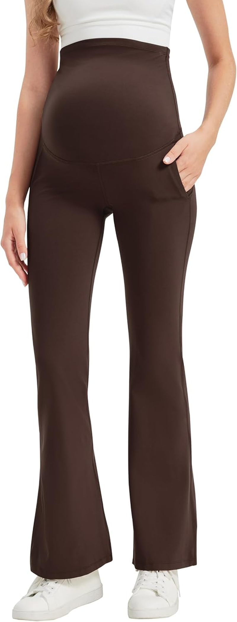 VIMPEP Buttery Soft Women&rsquo;S 31&rdquo; Flare Maternity Leggings with Pockets over the Belly Stretchy Workout Yoga Pregnancy Pants