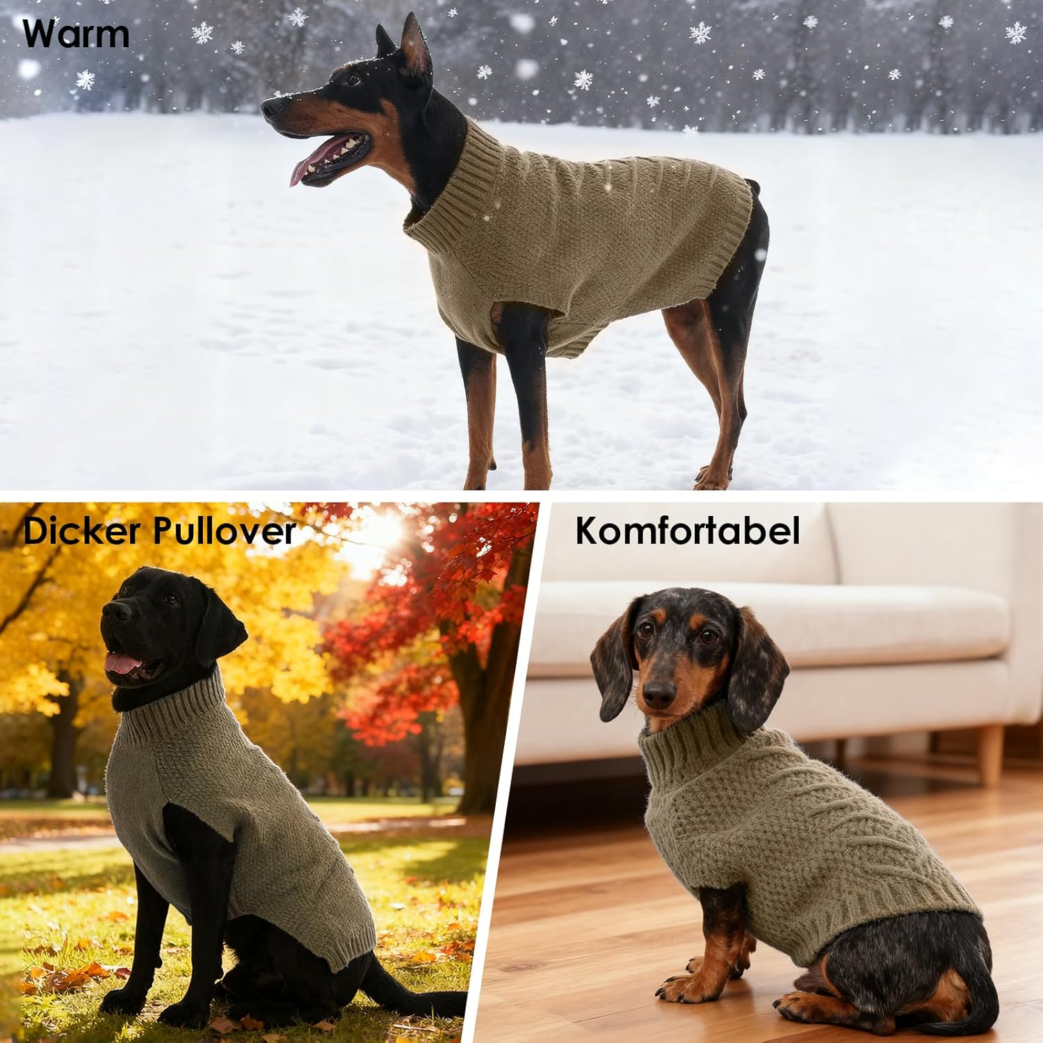 Katzinst Dog Jumper, Knitwear, Dog Clothes, Warm Dog Clothes for Medium and Large Dogs, Jumper Pet Coat for Cold Winter, Warm Winter Clothing for Labrador - (M-4XL) image number 2