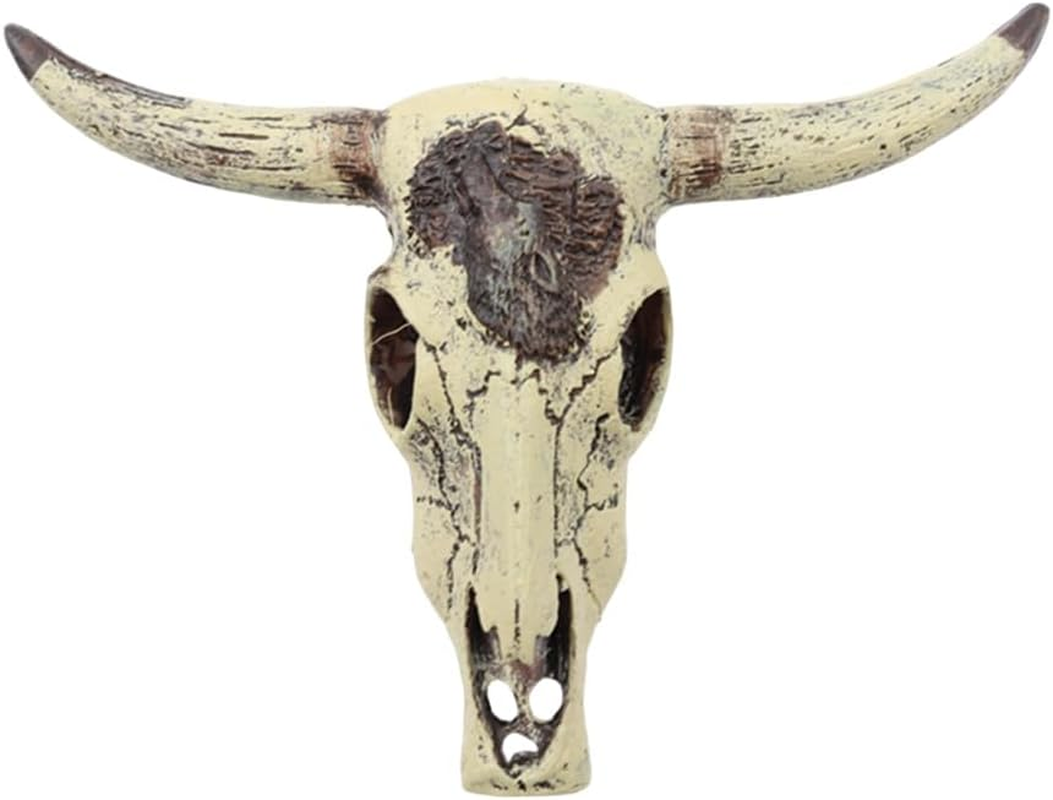 NUZAMAS Fish Tank Small Skull Resin Cattle Skull Reptiles Hideouts Decorations Dragon Tank Decor Accessories for Fish Aquarium Cave Landscape image number 4