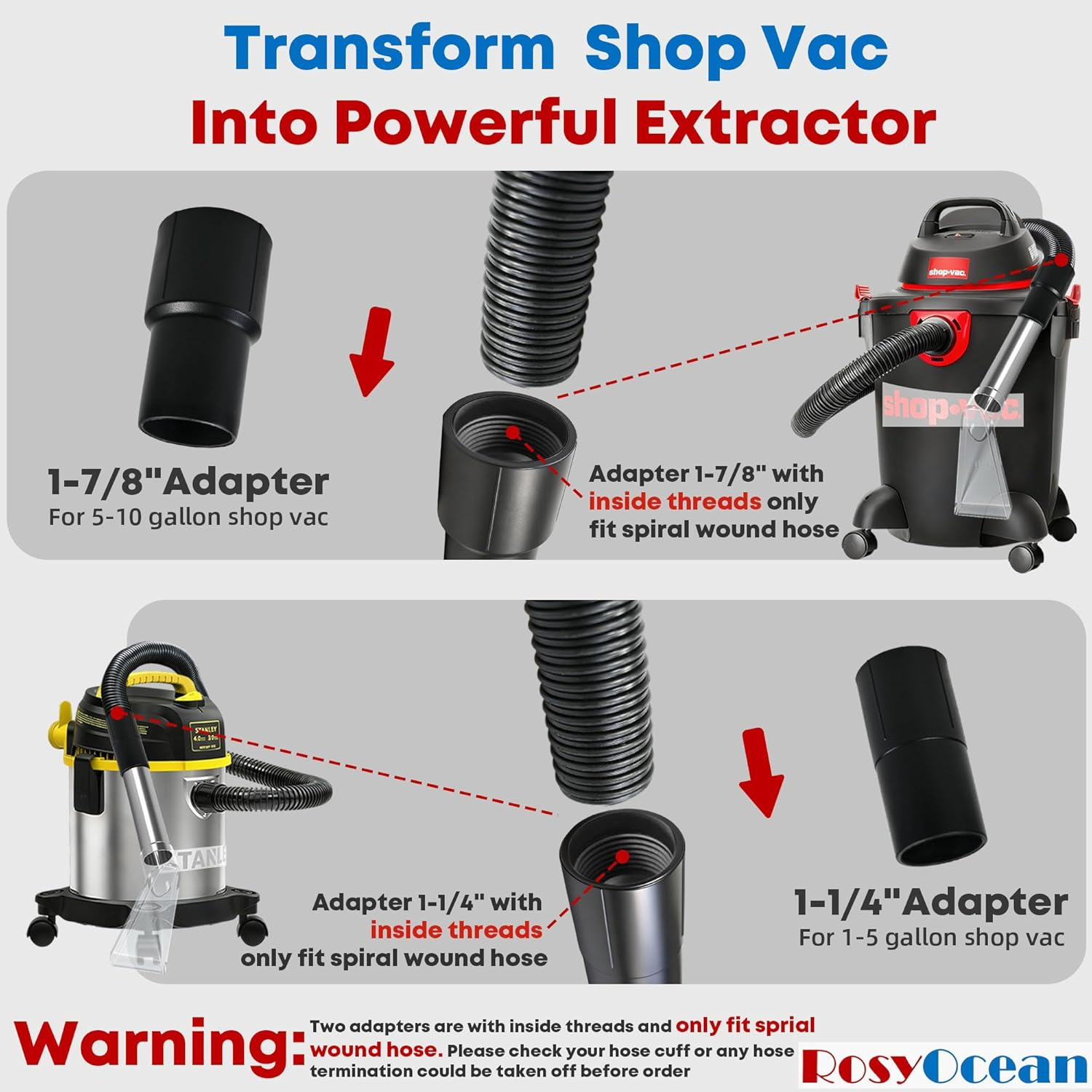 Upholstery & Carpet Cleaning Attachment Hand Wand with Viewing Head Auto Detailing Vacuum Head Hand Tool for Truck Mount & Portable Extractor - Transparent image number 3