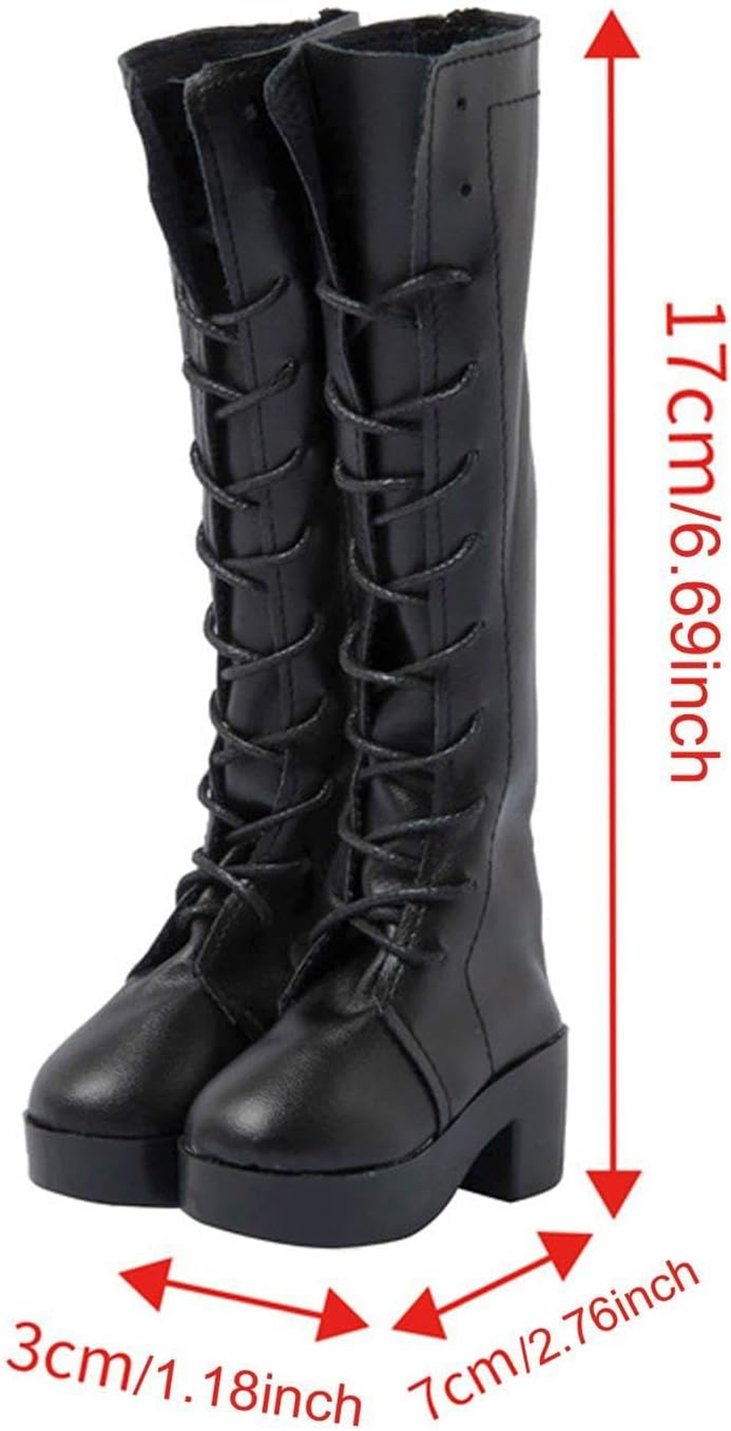Oshhni 1/3TH Ball Jointed Dolls Shoes,Pu Leather High Heeled Boots,60Cm Doll DIY Gift Accessories, Black image number 5