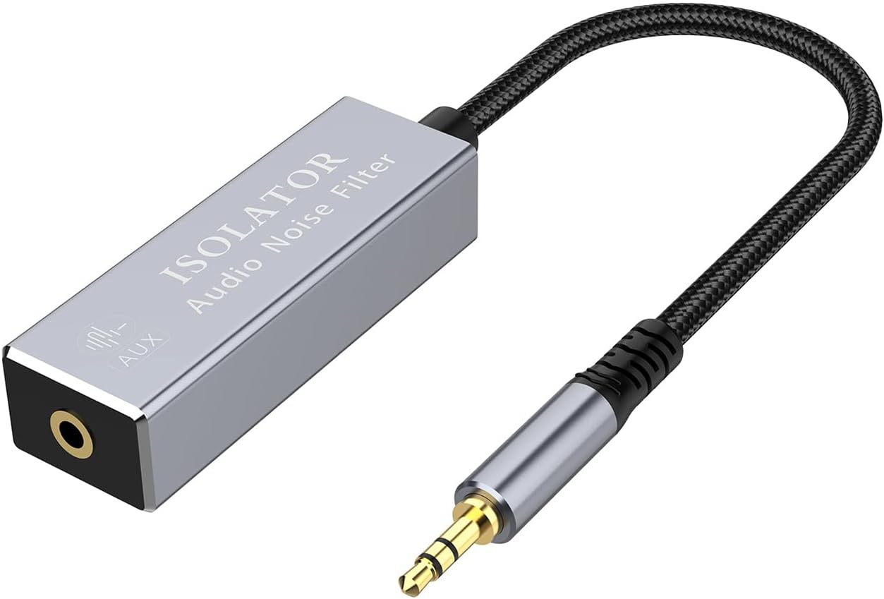 Ground Loop Noise Isolator 3.5Mm, Noise Filter for Car Audio/Home Stereo System (Eliminate the Buzzing Noise Completely) with 3.5Mm Nylon Braided Audio Cable
