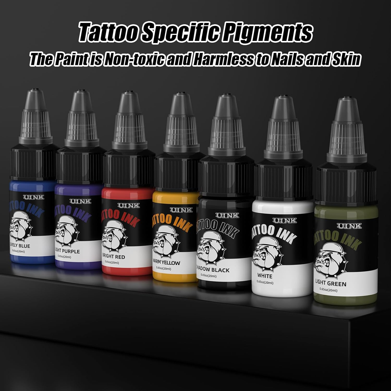 Professional Tattoo Ink Set, 7 Colours X 20Ml, High-Dose Pigments image number 2