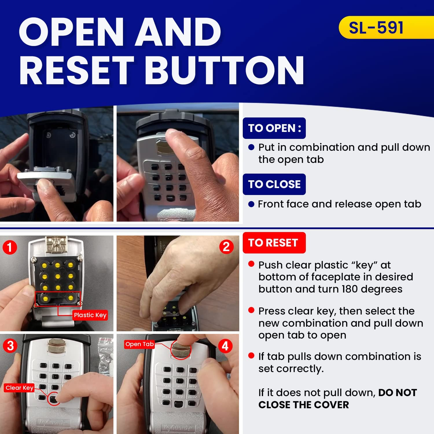 Keyguard SL-591 Car Window Punch Button Lock Box, Black- Portable Key Storage Vault Lockbox Fits House Keys, Car Keys, Fobs, Credit Cards/Ids + | Rideshare Keypad Safe Box, Digital Push Button Lock image number 4