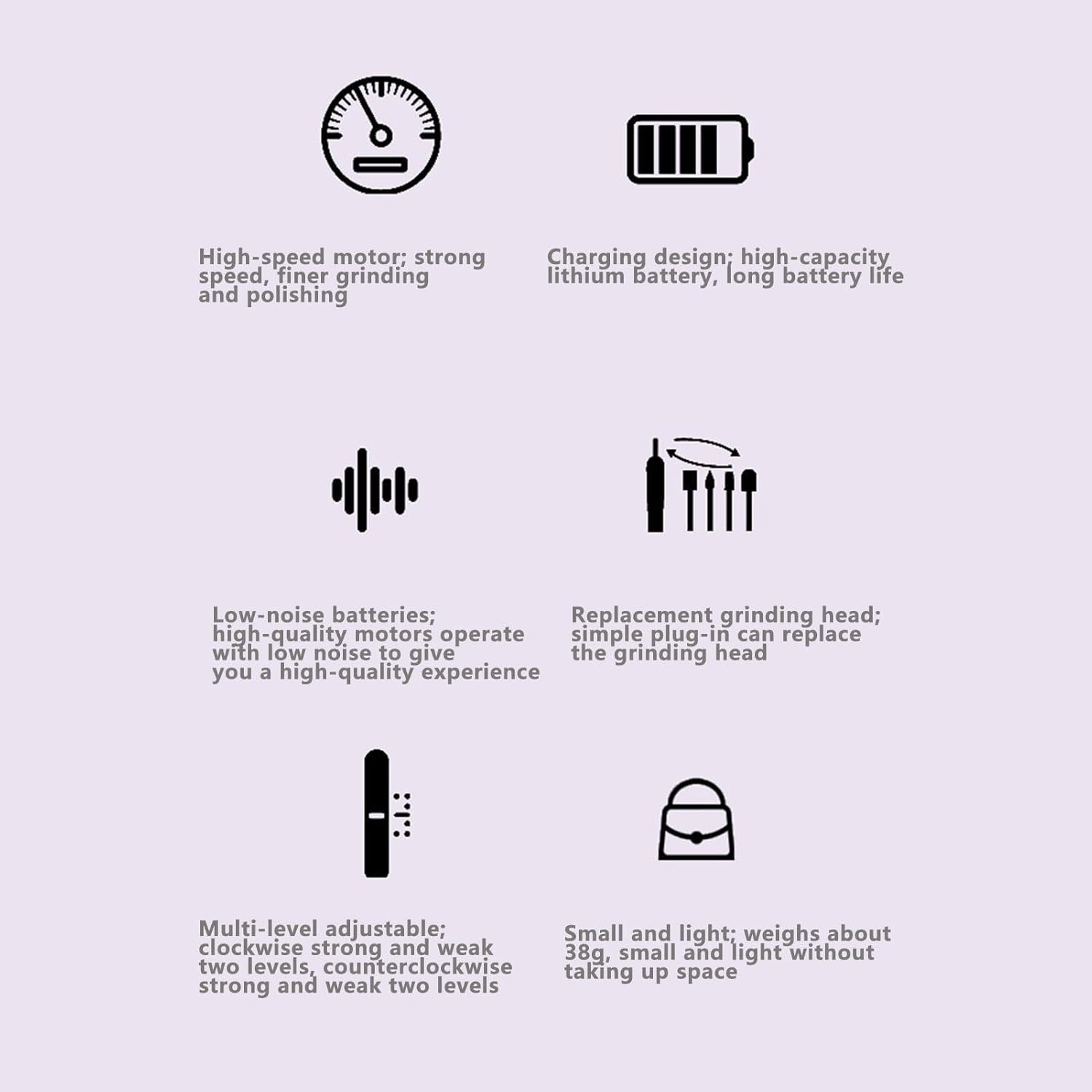 Electric Nail Drill, Toe Nail Grinder Kit for Thick Nails | Electric Nail Drill | Toenail Sander for Thick Nails, Nail Grinder Manicure, Toenail Grinder for Thick Toenails Human Cordless image number 2