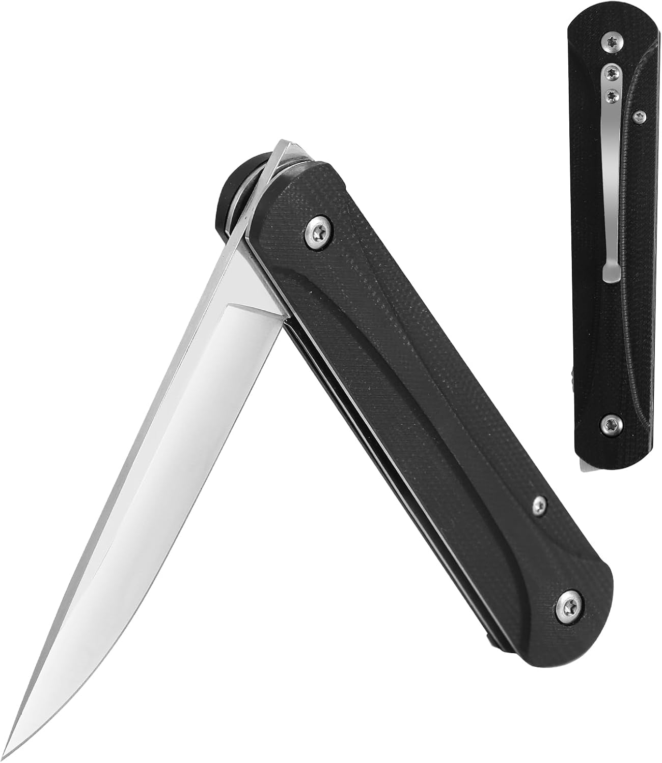 Pocket Knife with Deep Carry Clip, 3.54" 3Cr13 Stainless Steel Blade with G10 Non-Slip Handle, Safety EDC Knife Suitable for Camping Hiking image number 4