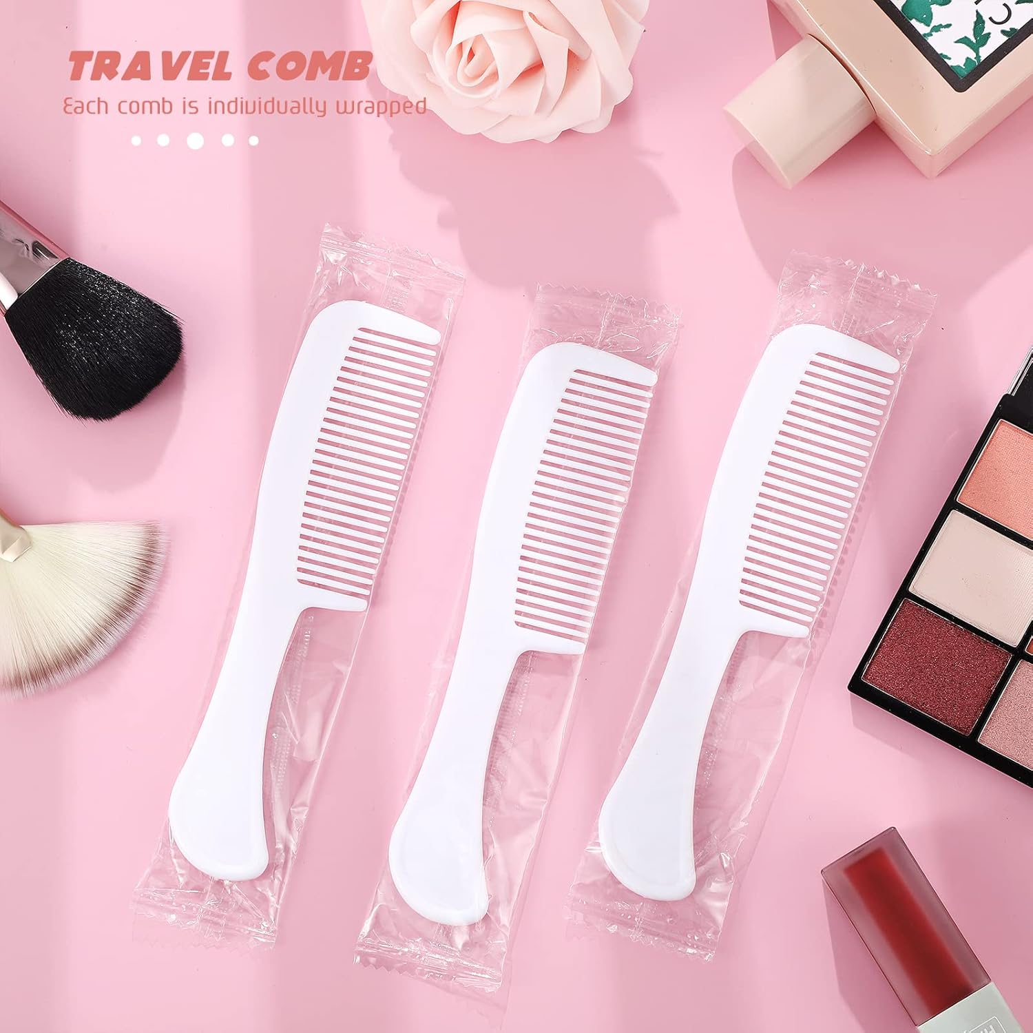 100 Pack Individually Wrapped Combs Disposable Combs Plastic Travel Comb Hair Combs for Hotel Shelter Homeless Charity Church Nursing Home Care Supplies, 5.9 Inch Long, White