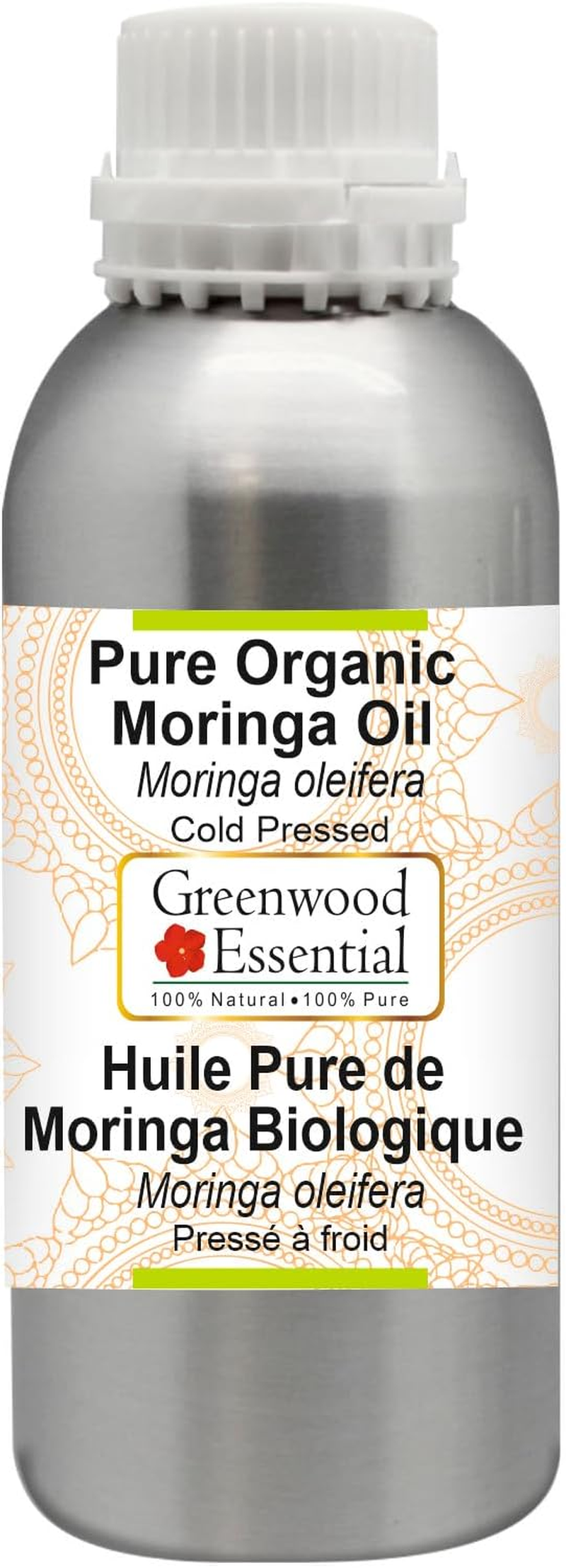Greenwood Essential Pure Organic Moringa Oil (Moringa Oleifera) Cold Pressed 300Ml (10 Oz) image number 3