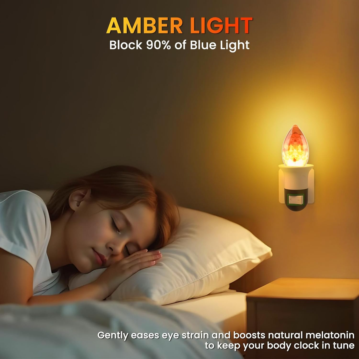 Brightark Himalayan Salt Lamp LED Light Bulbs, E27 2200K Warm Amber Pink, 3W Mood Lighting Night Light, C35 Salt Rock Stress Relief Bulbs for Bedroom, Decor, Sleep Light, Non-Dimmable, 2Pack image number 3