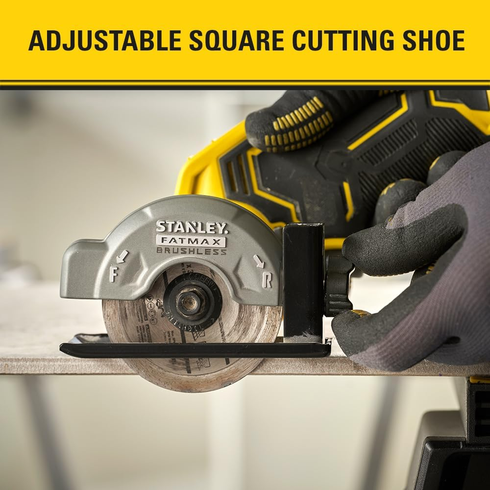STANLEY FATMAX V20 | 18V Cordless Brushless 76Mm Cut off Tool &ndash; up To, 20,000RPM, 19Mm Max Depth, Dust Collection System, LED Work Light, for Plastic, Fibreglass, Metal, PVC Pipes and More, Tool Only image number 2