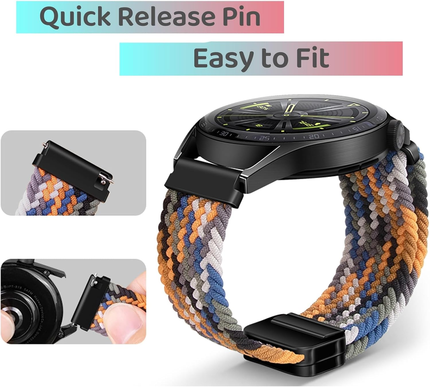 Watch Strap Compatible with Huawei GT5/GT4/GT3/GT2 46Mm, Magnetic Sport Straps Compatible with Garmins Vivoactive 4/Amazfits GTR 5/4/3 47Mm, Nylon Watch Band 22Mm for Redmi Watch 5 image number 2