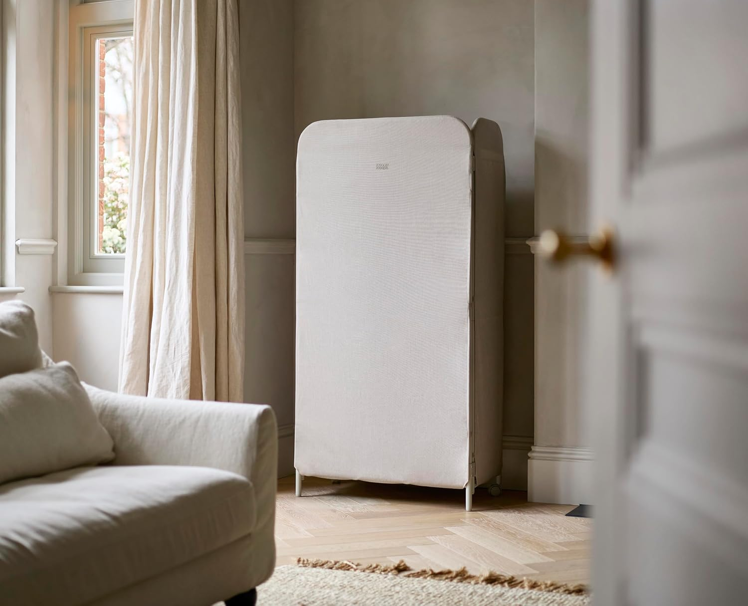 Joseph Joseph Eclipse 3-Tier Adjustable Indoor Drying Rack Clothes Airer with Integrated Fabric Cover, Heavy Duty Construction, Wheels for Easy Moving, Folds Flat for Storage, 14Kg/14M Drying Capacity image number 2