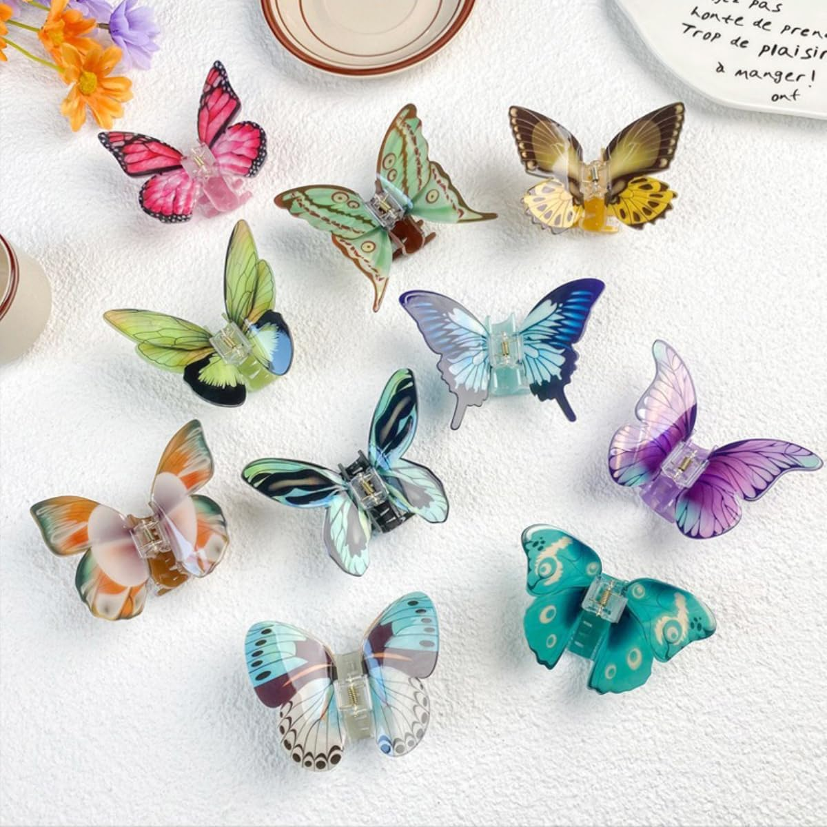 Butterfly Hair Clip, Hair Clips, French Hair Claw Clips, Medium Size, Butterfly Claw Clip, Non-Slip Hair Clips, Acrylic Hair Clip for Thick, Thin Hair, Women and Women, Blue, 9 X 8.5 Cm image number 4