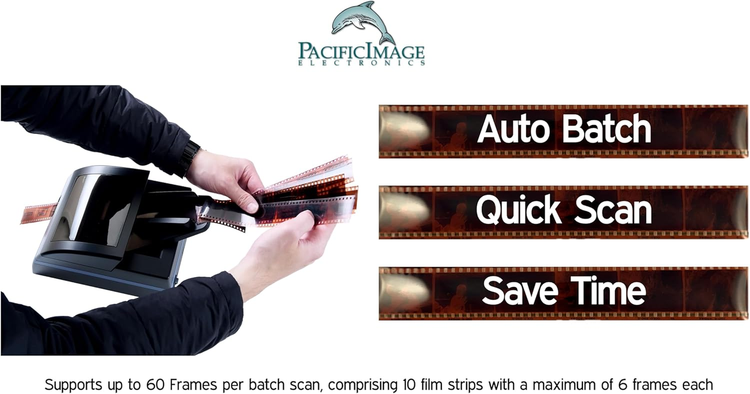 Pacific Image Electronics Powerfilm plus 35Mm Film Scanner Auto Batch Scan Negative/Positive Filmstrips up to 10 Film Strips/Maximum 60 Frames in One Batch 7200 Dpi/True Color Mac/Pc image number 1