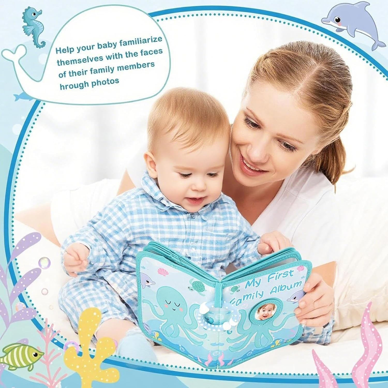 Baby Photo Album | First Year Baby Book &ndash; Octopus Theme Soft Fabric Photo Album 10 X 15 Cm Home Parents Grandparents image number 4