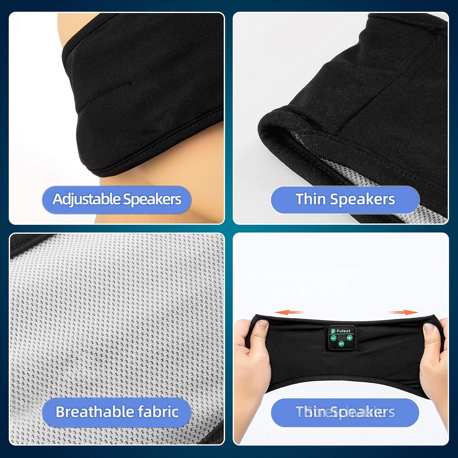 Fulext Sleep Headphones Bluetooth, Upgrade Wireless Sports Headband Headphones with Ultra-Thin HD Stereo Speakers Long Time Play for Side Sleepers Running Yoga Travel, Gifts for Men Women image number 2