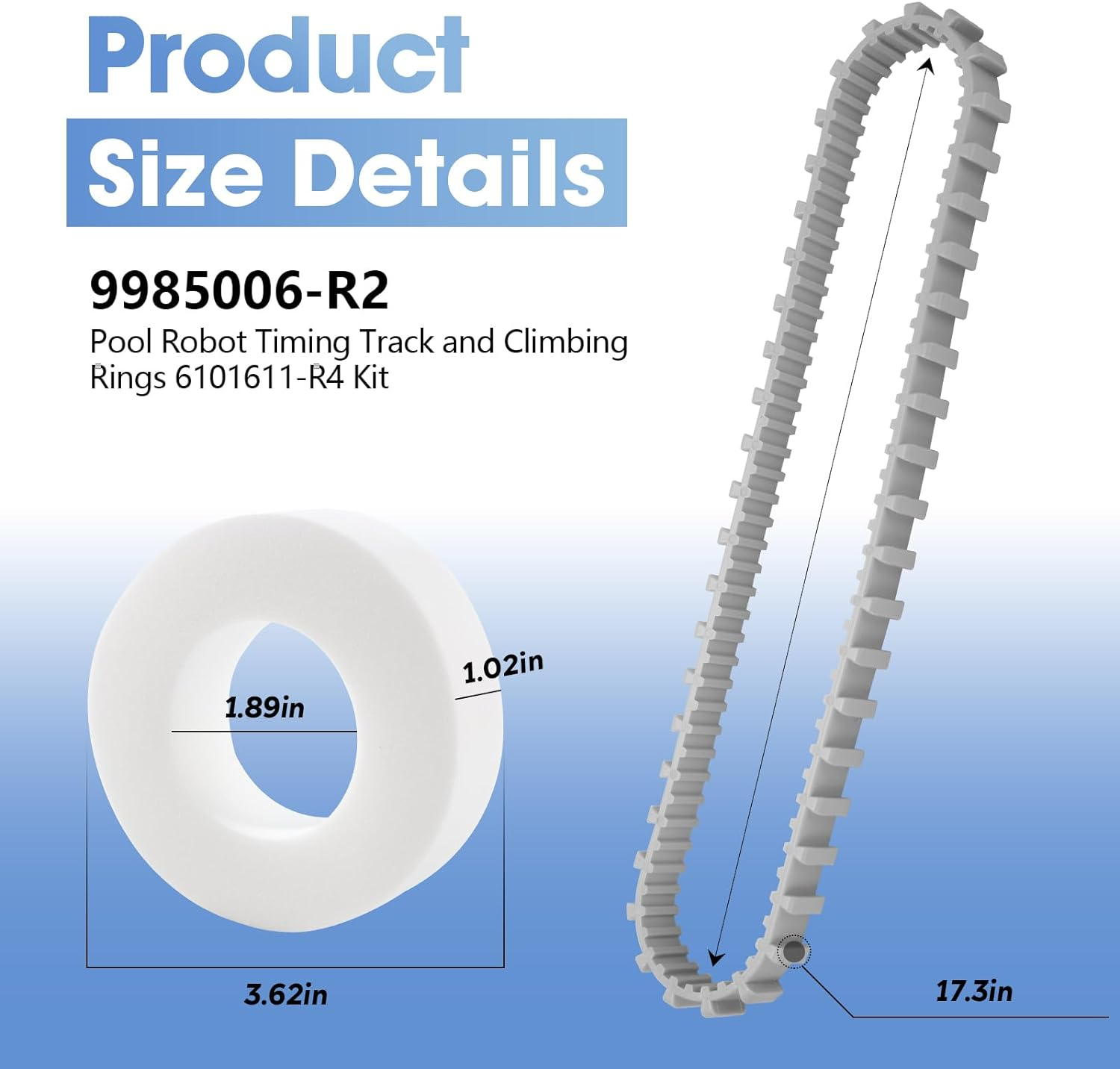 Pool Cleaner Accessories, the Climbing Ring Replacement 6101611-R4, Timing Track 9985006-R2 and 3884997-R6 Guide Wheels Pulley Gears Combo Kits for Maytronics Dolphin Nautilus Cc plus Parts image number 2