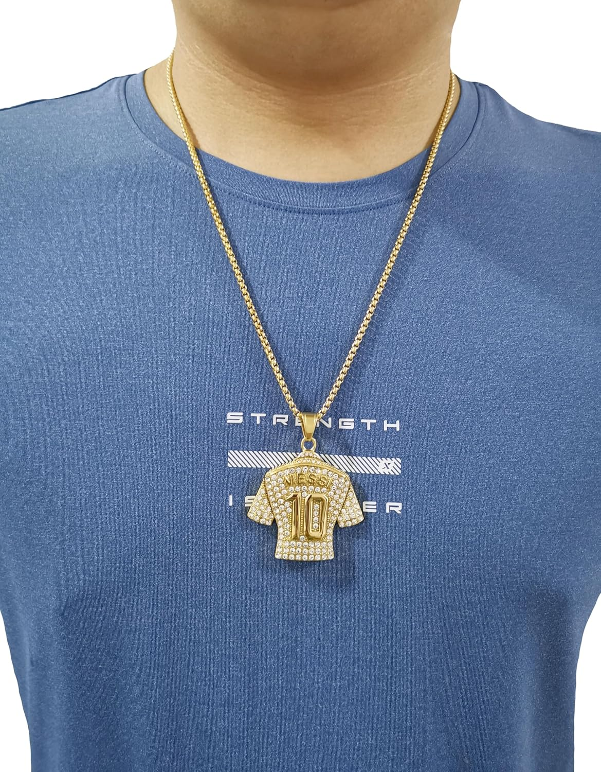 Toogod 18K Gold-Plated | Silvery-Plated Argentina 10 Soccer Jersey Number 10 Necklace | No.10 Football Star Necklace | Soccer Player Miami 10 Pendant Hip Hop Necklace for Men Women 24&lsquo;&rsquo; - Ms_Silvery image number 6