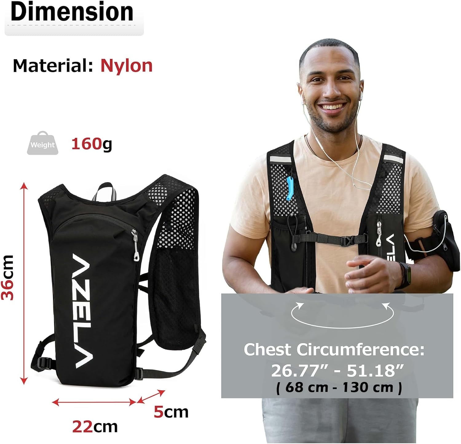 AQIIGOSE Running Hydration Vest, Lightweight Hydration Backpack for Women Men Jogging Trail Race Marathon Cycling Hiking Climbing Camping image number 2