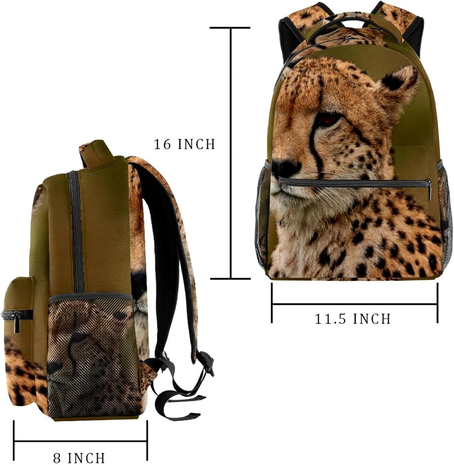 Cheetah Animal Backpack Students Shoulder Bags Travel Bag College School Tote Backpacks image number 5