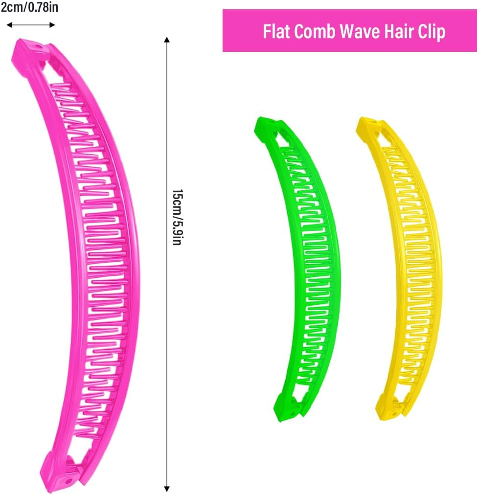 JAWUZ Pack of 3 Banana Clip Hair, Banana Clip Large, Large Banana Hair Clip, Banana Hair Clips, Women'S Thin Hairstyle, Banana Clip Hair Accessory for Women and Girls (Red, Green, Yellow) image number 5