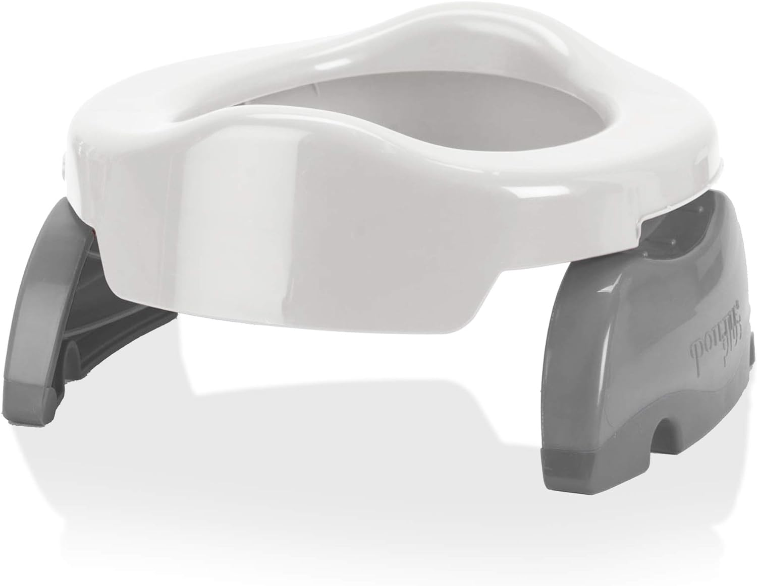 Kalencom Potette plus 2-In-1 Travel Potty and Trainer Seat - Dual-Purpose Potty Training Toilet Seat - Portable Potty for Toddler Travel - with Durable, Lock-In Legs and Splash Guard - White/Gray