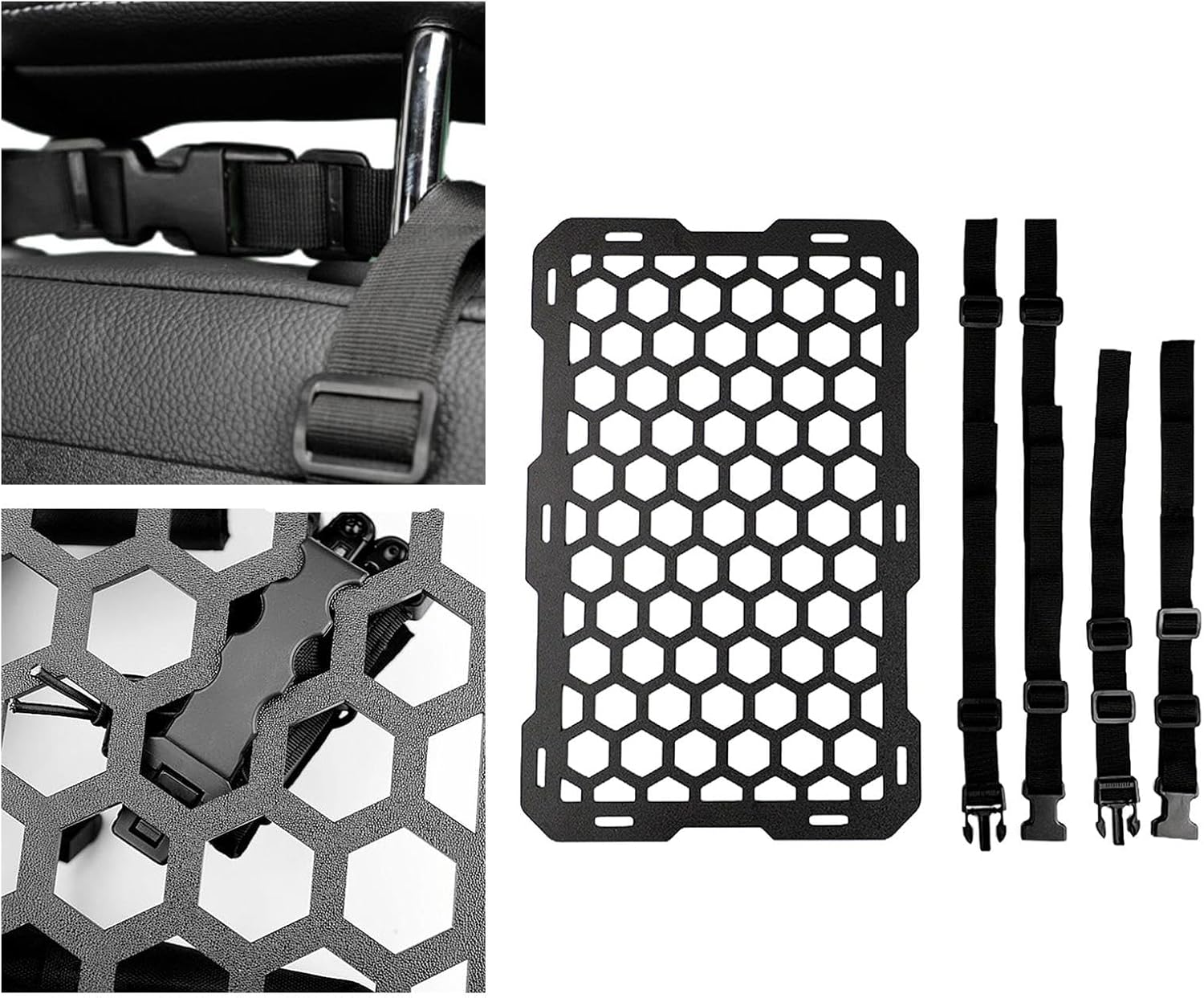 Molle Panel for Vehicles, Back Seat Organizer, Seat Back Organizer, Sturdy Car Storage Rack, Modular Storage image number 3