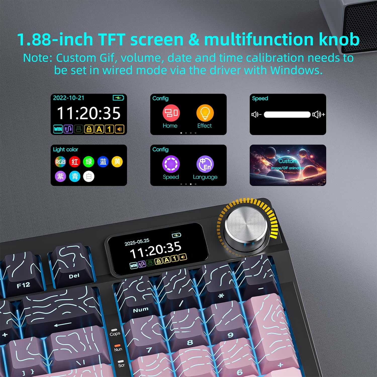 Kutethy Wireless Mechanical Keyboard,Pre-Lubed Switches,Gasket Structure,Tri-Mode Bt/2.4Ghz/Usb-C Hot Swappable,Gradient Topographic Keycaps,Rgb Backlit Gaming Keyboard(Kailh Box Chocolate Switch)