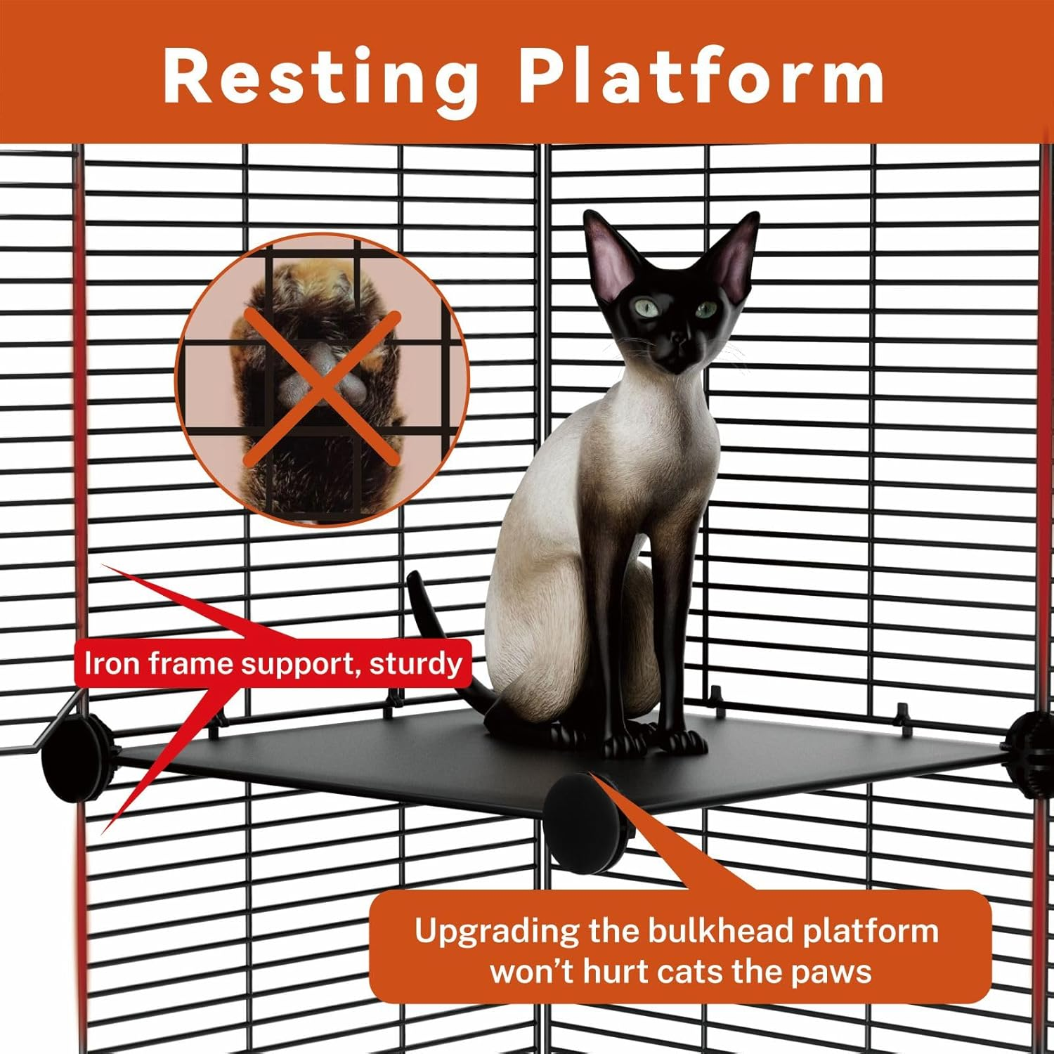 STILLCOVE 2 Tier Cat Cage Indoor, Big Wire Cat Cage Kennels Enclosures DIY Playpen Crates, Pet Pen C&C Cage for 1-2 Cats Kittens image number 3