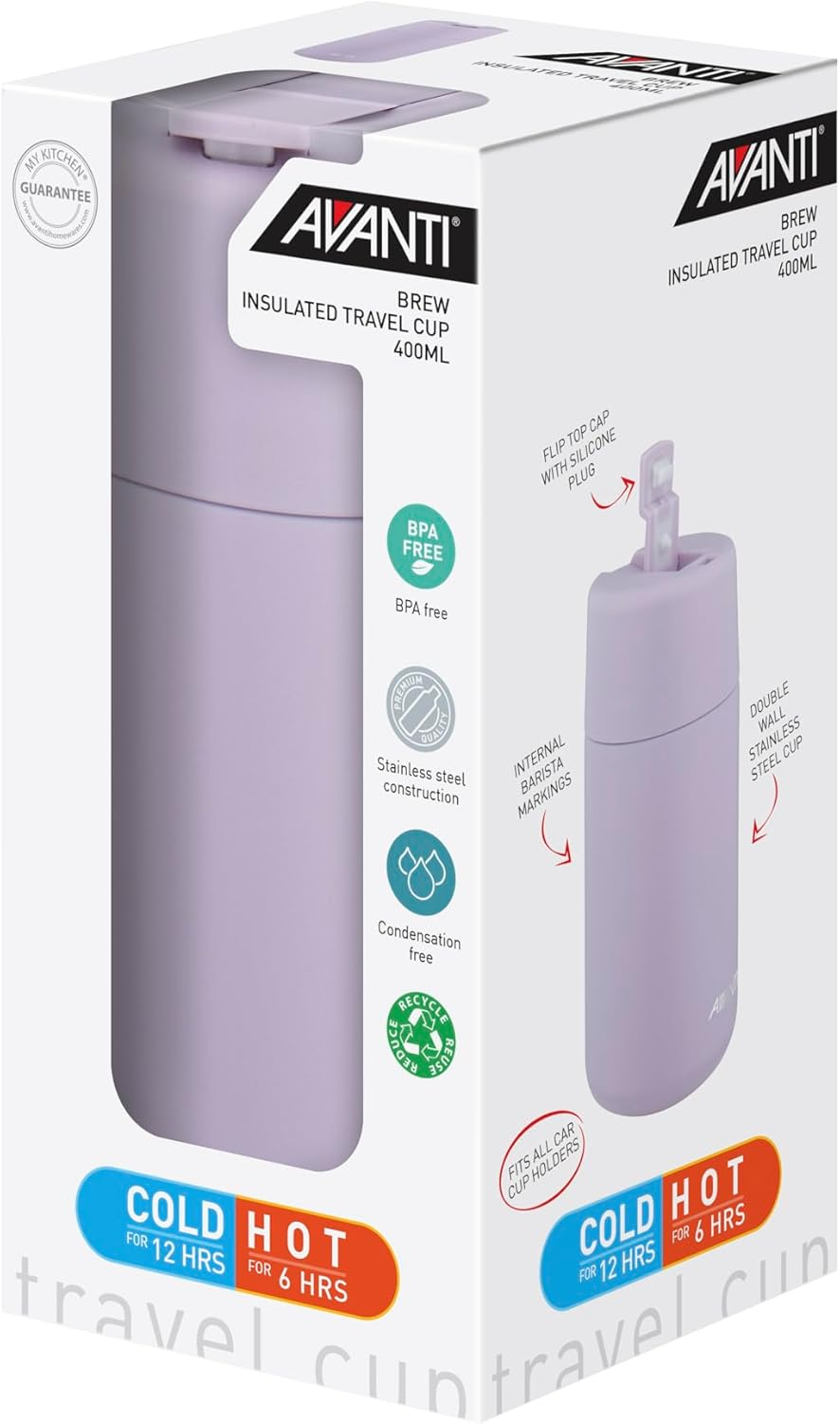 Avanti Brew Insulated Travel Cup, 400Ml, Lilac - Blush Pink image number 6