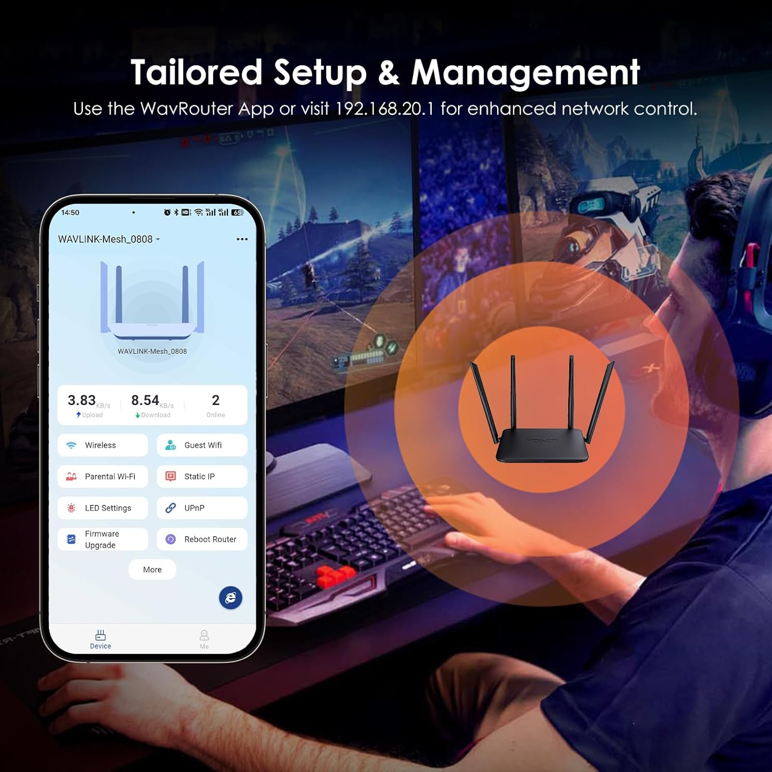 WAVLINK BE3600 Wifi 7 Router, Dual Band Gaming Router with Gigabit Ports, MLO, 4096-QAM & Multi-Rus Tech, Support Mesh/Ap/Repeater Mode, Qos, Ipv6, VPN, Guest Wifi for Home image number 6