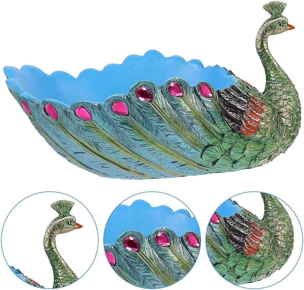 Peacock Flower Pot,Succulents Planter,Plants Pot,Desktop Flowerpot,Resin Statuette,For Home Garden Office Desktop Decoration,With Hole,Shape of Peacock image number 2