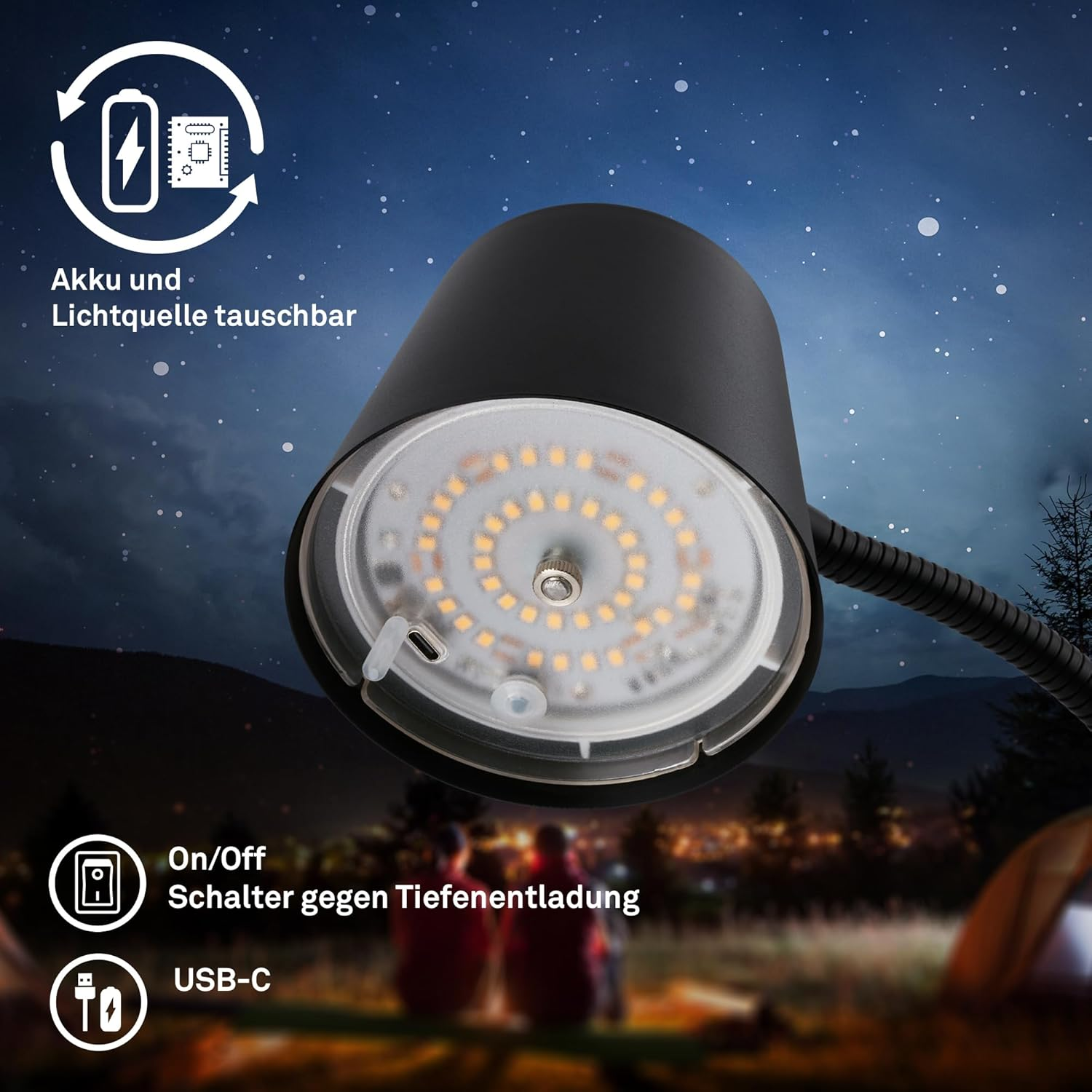 BRILONER - LED Floor Lamp Wireless with Touch, Continuously Dimmable, Battery & Light Source Exchangeable, Battery Floor Lamp, Reading Lamp, Living Room Lamp, Ceiling Floodlight, Floor Lamp, 126.5 Cm image number 2