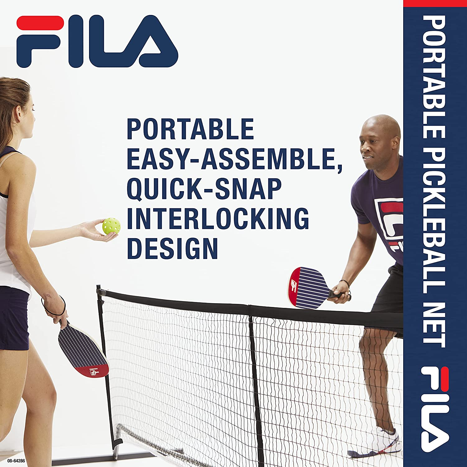 FILA Pickleball Net - 22 Ft X 3 Ft Regulation Size, Black Nylon Mesh, Includes Carry Bag, Quick & Easy Setup image number 2