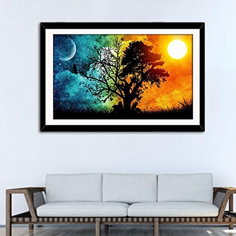 Ukerdo Day & Night Tree Picture Arts Home Wall D&eacute;cor DIY Diamond Painting Kits Embroidery Full Drill for Gift