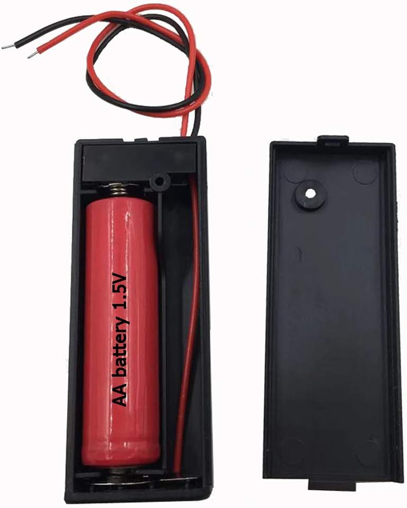 LAMPVPATH (Pack of 5) Single AA Battery Holder with Switch and Cover, 1 AA Battery Holder with Cover and Switch, AA Battery Holder with Leads Wires image number 3