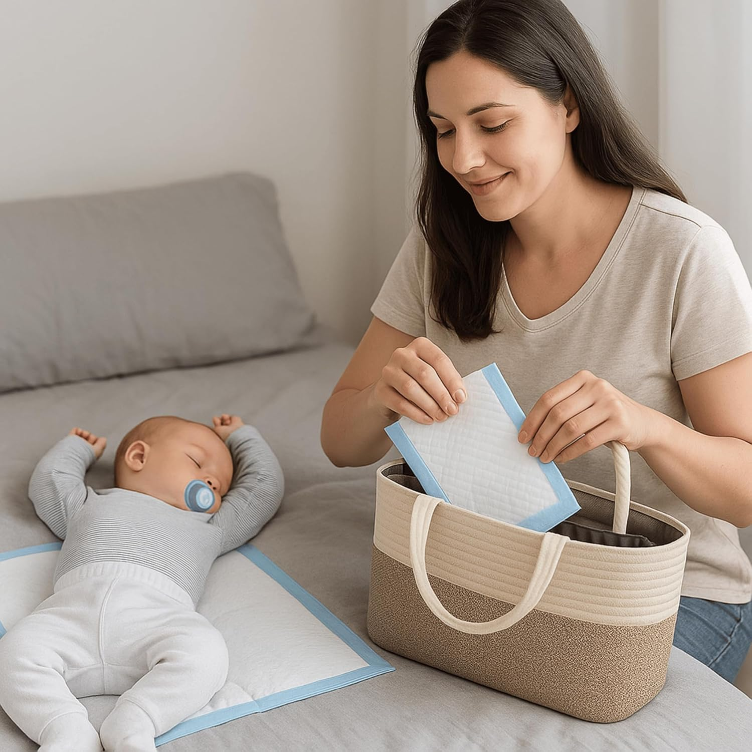 100 PCS Disposable Changing Pads - Baby Diaper Changing Pad - 17" X 13" - Waterproof - Leakproof - Breathable & Absorbent Underpads - Bed & Table Protector Mat image number 3